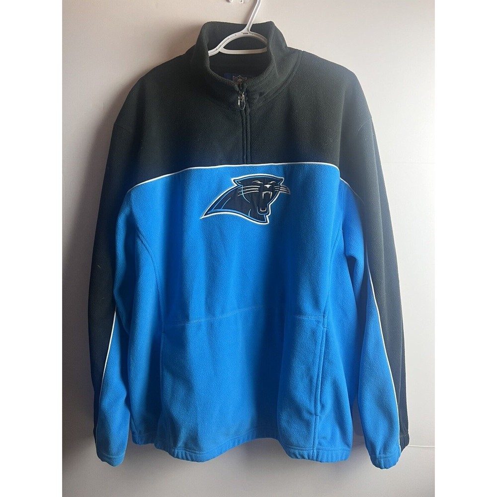 MEN'S Fleece XL NFL TEAM APPAREL CAROLINA PANTHERS 3/4 ZIP pull-over Reebok